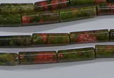 CTB350 15.5 inches 4*13mm tube unakite beads wholesale