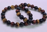 CTB37 7.5 inches 10mm round colorful tiger eye beaded bracelets