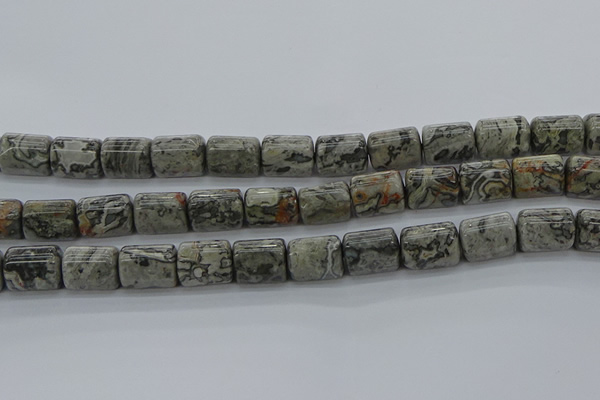 CTB525 15.5 inches 10*13mm triangle grey picture jasper beads wholesale