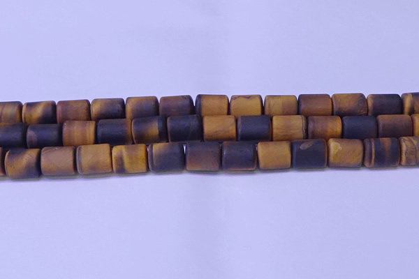 CTB574 15.5 inches 10*13mm triangle matte yellow tiger eye beads