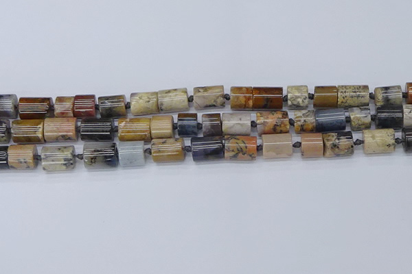 CTB720 15.5 inches 8*9mm - 10*12mm tube black moss opal beads