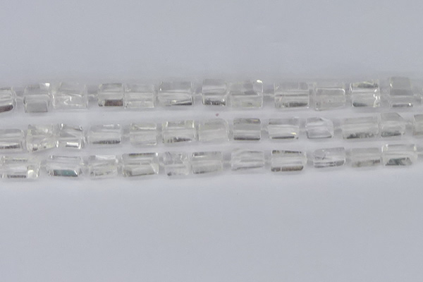 CTB730 15.5 inches 6*10mm - 8*12mm faceted tube white crystal beads