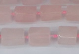 CTB731 15.5 inches 6*10mm - 8*12mm faceted tube rose quartz beads