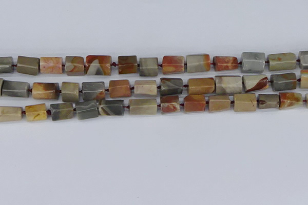 CTB737 15.5 inches 6*10mm - 8*12mm faceted tube polychrome jasper beads