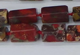 CTB739 15.5 inches 6*10mm - 8*12mm faceted tube poppy jasper beads