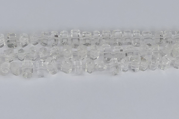 CTB750 15.5 inches 6*10mm - 8*12mm faceted tube white crystal beads