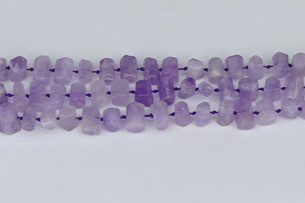 CTB752 15.5 inches 6*10mm - 8*12mm faceted tube lavender amethyst beads