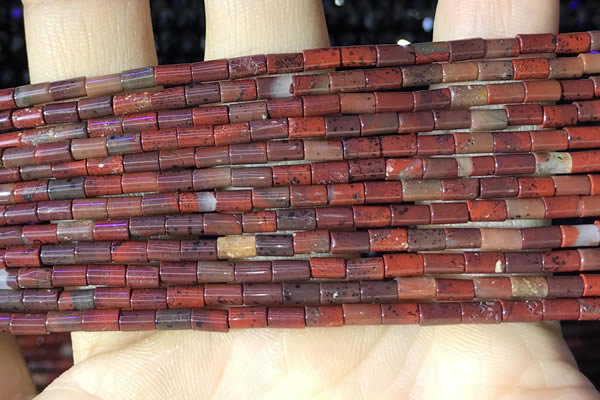 CTB815 15.5 inches 2*4mm tube red jasper beads wholesale