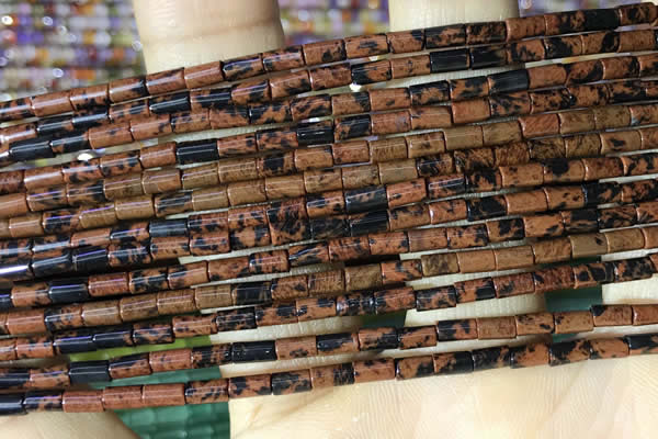 CTB817 15.5 inches 2*4mm tube mahogany obsidian beads wholesale