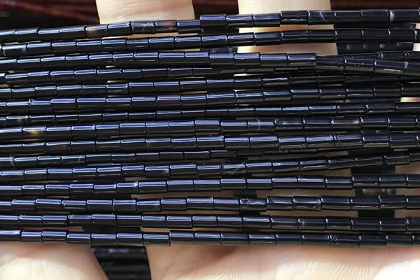 CTB819 15.5 inches 2*4mm tube black agate beads wholesale
