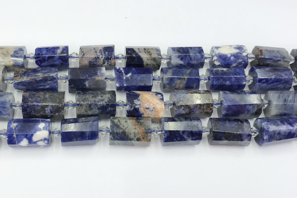 CTB889 15.5 inches 13*25mm - 14*19mm faceted tube sodalite beads