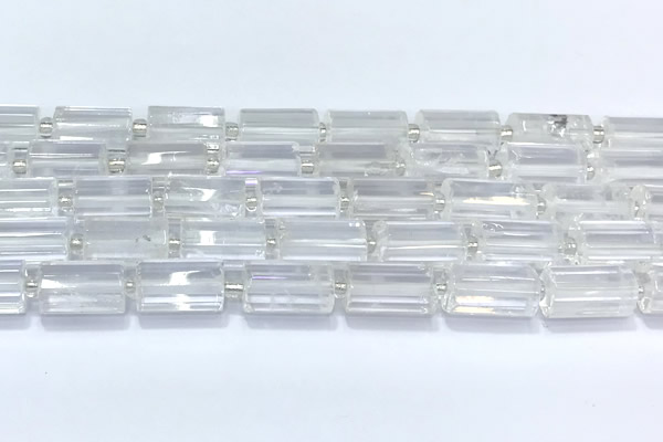 CTB900 15 inches 10*16mm faceted tube white crystal beads