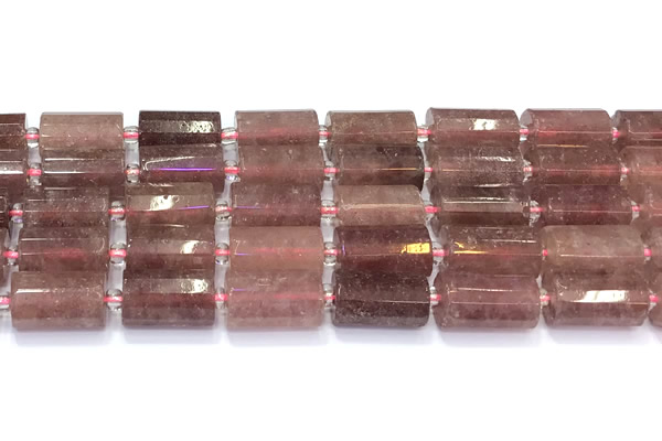 CTB904 15 inches 10*16mm faceted tube strawberry quartz beads