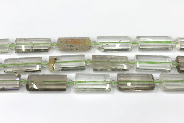 CTB915 13*25mm - 15*28mm faceted flat tube phantom quartz beads
