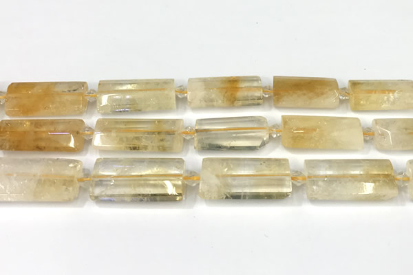 CTB918 13*25mm - 15*28mm faceted flat tube citrine beads