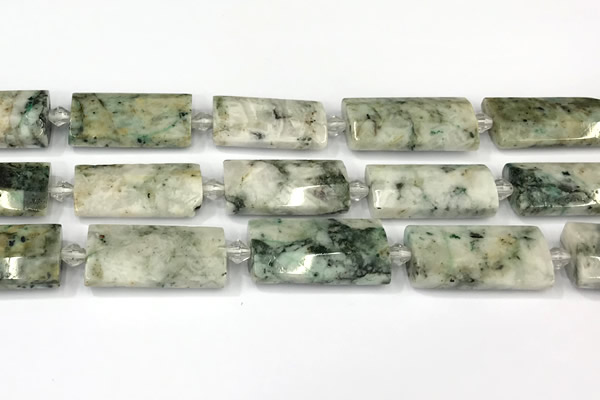 CTB924 13*25mm - 15*28mm faceted flat tube jade beads