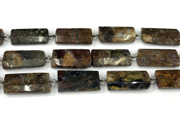CTB933 13*25mm - 15*28mm faceted flat tube gemstone beads