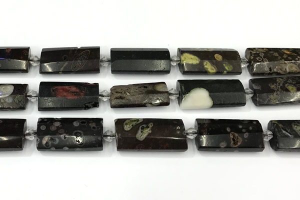 CTB934 13*25mm - 15*28mm faceted flat tube gemstone beads