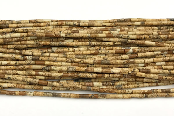 CTB977 15 inches 2*4mm tube picture jasper beads