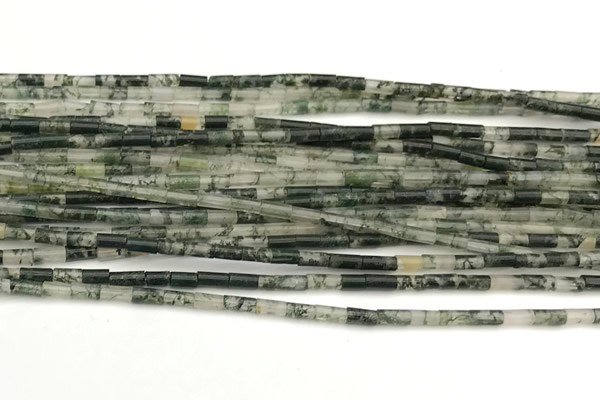 CTB981 15 inches 2*4mm tube moss agate beads