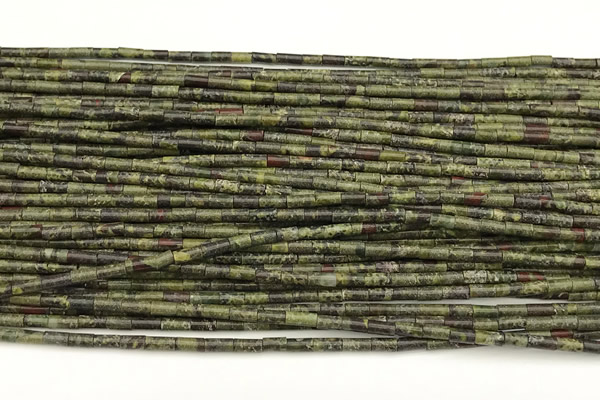 CTB982 15 inches 2*4mm tube dragon blood jasper beads