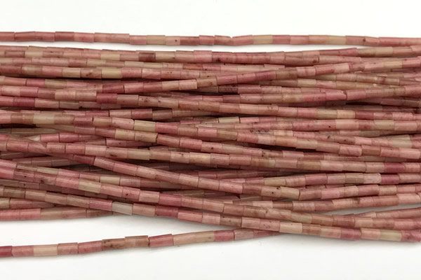 CTB988 15 inches 2*4mm tube pink wooden jasper beads
