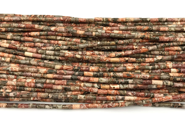 CTB992 15 inches 2*4mm tube leopard skin jasper beads