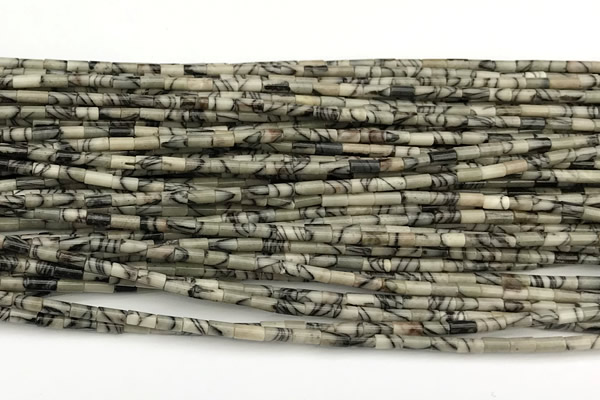 CTB996 15 inches 2*4mm tube net jasper beads