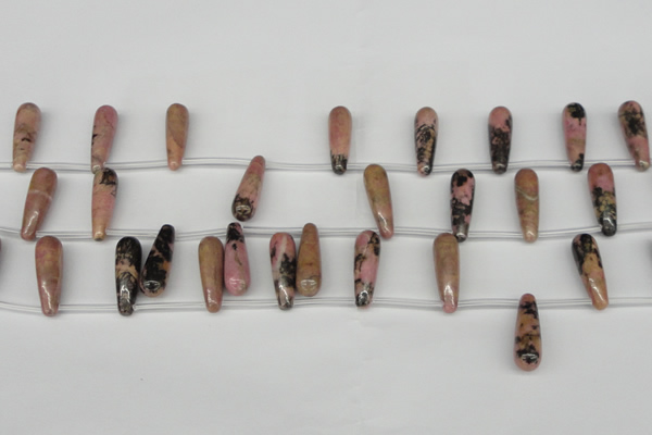 CTD100 Top drilled 8*24mm teardrop rhodonite gemstone beads