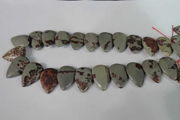 CTD11 Top drilled 22*30mm flat teardrop red artistic jasper beads