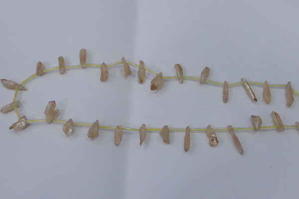 CTD1100 Top drilled 4*12mm - 5*18mm nuggets plated quartz beads