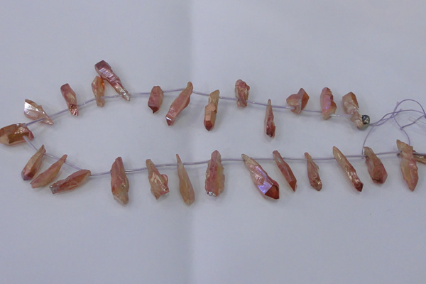 CTD1110 Top drilled 8*25mm - 10*30mm nuggets plated quartz beads