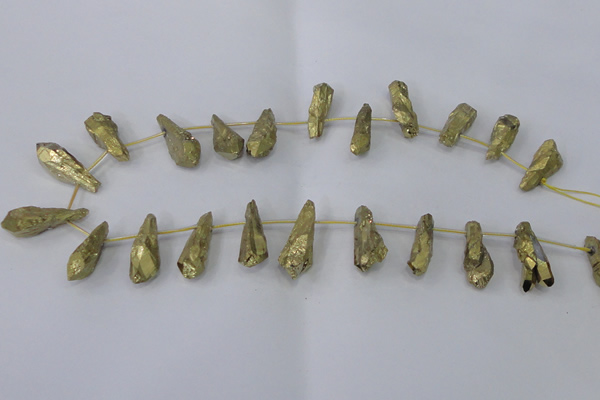CTD1111 Top drilled 8*25mm - 10*30mm nuggets plated quartz beads