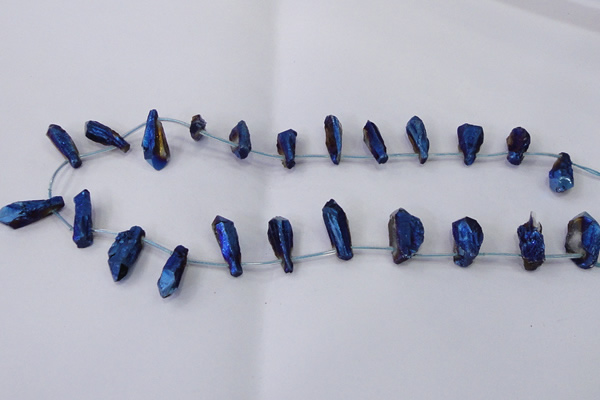 CTD1117 Top drilled 8*25mm - 10*30mm nuggets plated quartz beads