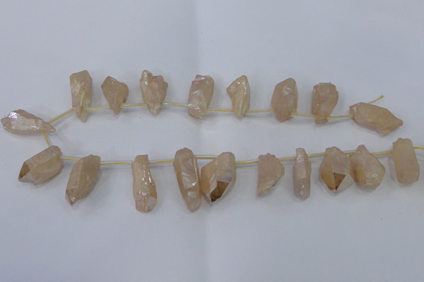 CTD1123 Top drilled 10*22mm - 12*30mm nuggets plated quartz beads