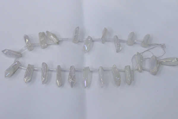 CTD1135 Top drilled 6*20mm - 8*25mm nuggets plated quartz beads