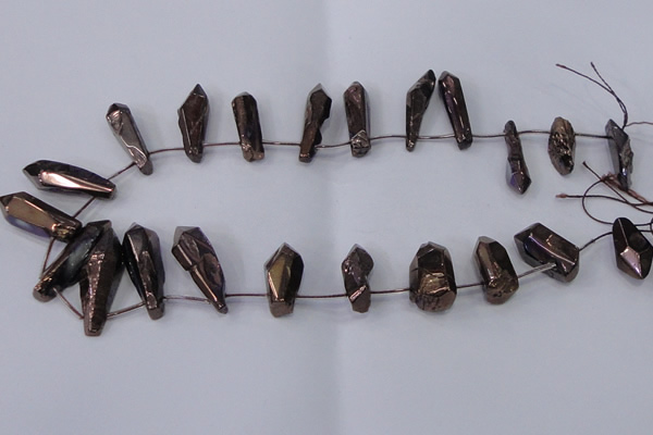 CTD1153 Top drilled 8*20mm - 10*30mm sticks plated quartz beads