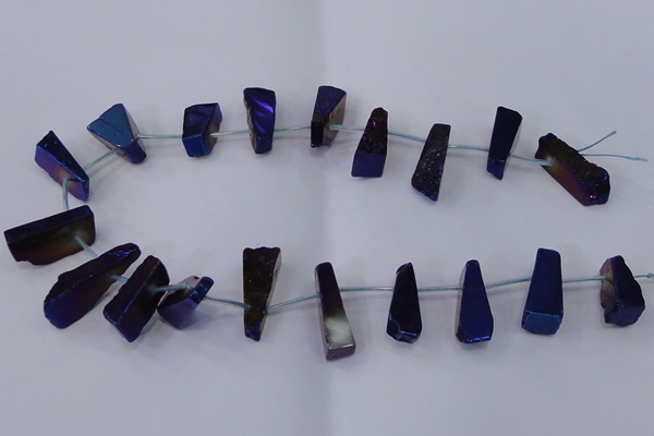 CTD1164 Top drilled 8*25mm - 10*35mm freeform plated quartz beads