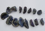 CTD1177 Top drilled 25*30mm - 35*40mm freeform plated druzy quartz  beads