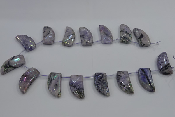 CTD1185 Top drilled 15*30mm - 16*32mm horn plated quartz beads