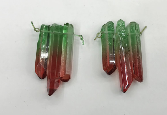 CTD1223 Top drilled 7*30mm - 9*45mm sticks plated quartz beads
