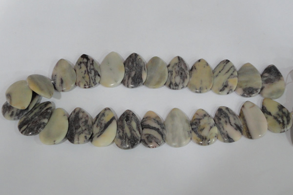 CTD15 Top drilled 22*30mm flat teardrop zebra jasper beads