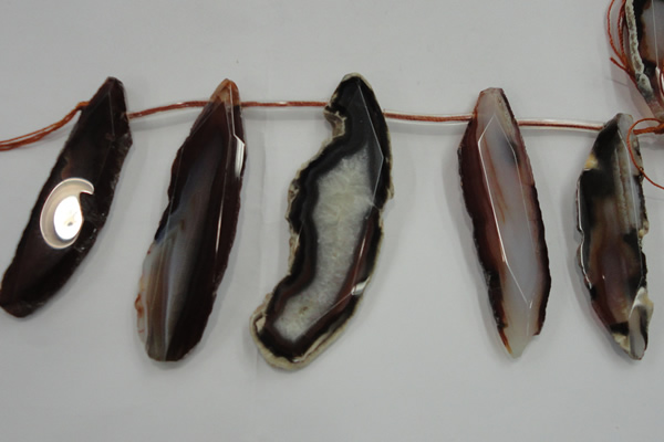 CTD1538 Top drilled 20*65mm - 30*75mm freeform agate slab beads