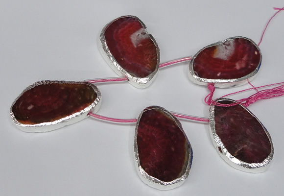 CTD1577 30*45mm - 35*50mm freeform agate beads with brass setting