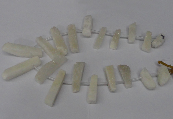 CTD1608 Top drilled 13*25mm - 15*45mm freeform plated druzy quartz beads