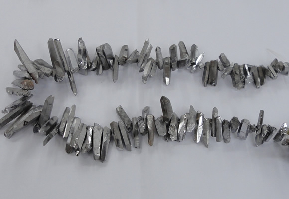 CTD1623 Top drilled 4*15mm - 6*35mm sticks plated quartz beads