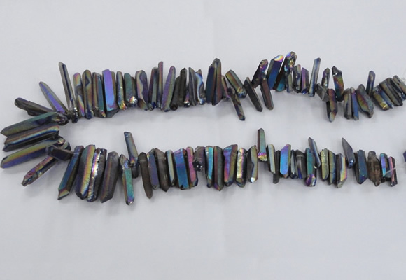 CTD1626 Top drilled 4*15mm - 6*35mm sticks plated quartz beads
