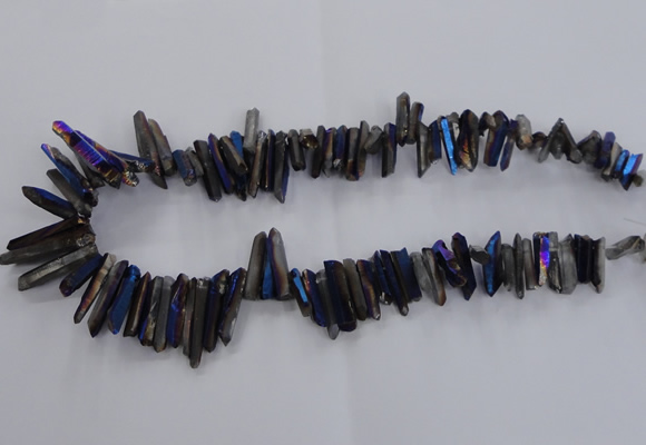 CTD1628 Top drilled 4*15mm - 6*35mm sticks plated quartz beads