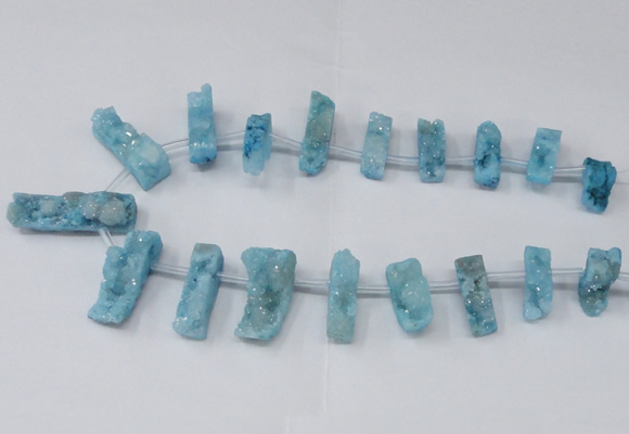 CTD1653 Top drilled 10*20mm - 15*40mm freeform druzy agate beads