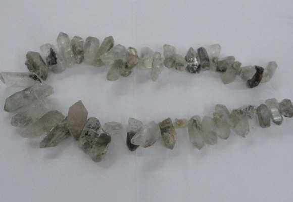 CTD1664 Top drilled 8*15mm - 15*25mm sticks green phantom quartz beads